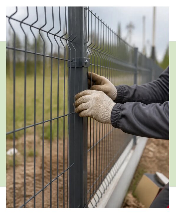 Монтаж забора из металлической сетки под ключ в Донецке